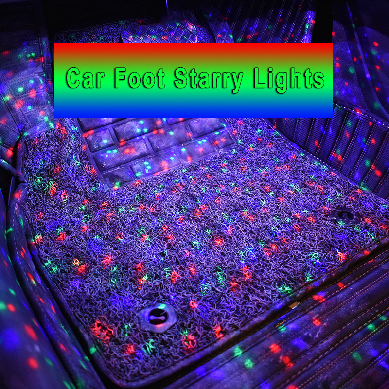 5V 3.2W One for four-color LED Car USB Colorful Decorative Lights full of Stars Music DJ Voice Control